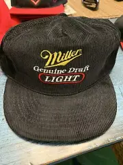 LOOK Miller genuine draft Lite Vintage Hat Cap Corduroy Black Snap Back NOS new
