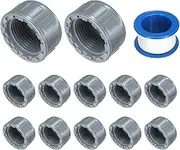 uxcell 12Pcs 3/4 Inch PT Female Thread PVC Pipe Fitting Cap, Cleanout Water Drain End Caps, Pipe Plug Socket Fittings with Tape for Water Heater Supply Lines, Plumbing, Gray
