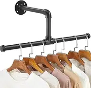 Vellaluna Industrial Pipe Clothes Rack, Wall Mounted Detachable Retro Metal Clothing Rail for Hanging Clothes, Heavy Duty Garment Rack for Bedroom Storage