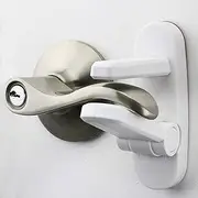 Improved Childproof Door Lever Lock (3 Pack) Prevents Toddlers from Opening Doors. Easy One Hand Operation for Adults. Durable ABS with 3M Adhesive Backing. Simple Install, No Tools Needed