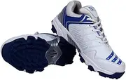 FIRE FLY All Rounder Cricket Shoe PU Athletic No Spike Pair for Senior Boy & Youth Sports Match Trainer Light Weight (Blue & Red)