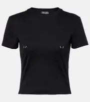 [Mugler] Mugler Ruched cotton top AU 10 black
