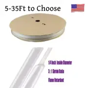 Heat Shrink Tubing 3:1 Ratio Sleeve Shrinkable Wire Wrap Kit 1/4" Diameter Clear
