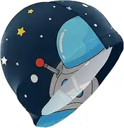 Cartoon Cute Blue-gray Spaceship women swim for Unisex Adults Short Hair waterproof swim women adult Hair Protection and Drag Reduction gorras de natacion para mujer