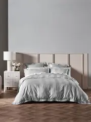 GRACE BY LINEN HOUSE FRANCESCO SILVER QUILT COVER SET