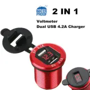 Dual Port USB Car Cigarette Lighter Charger Socket w/ Red LED Digital Voltmeter