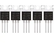 HUABAN 5 Pieces IRF520NPBF IRF520N Vdss=100V RDS(on)=0.127 ohm Id=18A TO220 Power N-Channel MOSFET Transistor