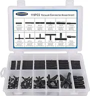 BUSY-CORNER Vacuum Connector Assortment Heat Resistance 240℃（460℉）Automotive Vacuum Tubing Connector Vacuum Tee Connector Assortment Kit Nylon 115 Pieces