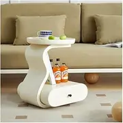 Side Table Modern End Table Side Table, Nightstand,2-Tier Sofa Table with Storage Shelf and Drawer Living Room, Bedroom, Kids Bedroom,White End Tables Living Room