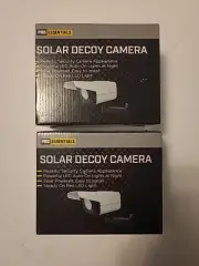 NEW Solar Powered Decoy Cameras LED Auto On Lights Steady On Red Set Of 2