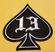 Ace Spade Number 13 Patch Biker Patch approx 3.25X3.75"