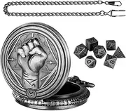 metal dice case, dice pocket holder, dice pocket holder gear engraved pocket watch, portable metal dice with pocket watch shell, role-playing board game accessories for boys
