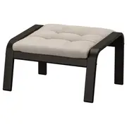 POÄNG footstool, black-brown/Gunnared beige