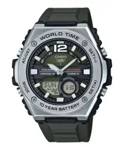 Casio Telememo Alarm Timer Calendar Green Dial Quartz MWQ100-3AV 100M Mens Watch