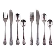 2x 4pc D.Line Kids Stainless Steel Cutlery Spoon/Fork/Knife Utensil Set Zoo