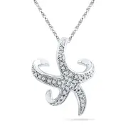 0.2 CT. T.W. Natural Diamond Starfish Pendant in Sterling Silver