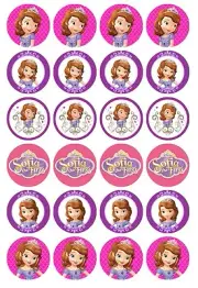 24 x Sofia The First Edible Cupcake Toppers Pre-Cut