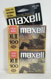 Blank Audio Cassette 2 New Sealed Maxell XL-II 100 Minute Tapes High Bias