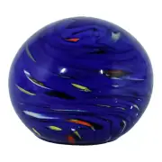 Murano Glass Paperweight Art Glass Blue Multi Coloured Handmade Millefiori
