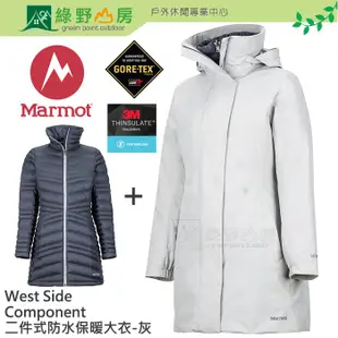 Marmot 女二件式防水保暖大衣 GTX 3M Thinsulate 智慧羽絨保溫棉 保暖外套 灰 45460