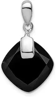 [JewelryWeb] 925 Sterling Silver Polished Black Agate Ring 27.5mm long Band Style-Ring for Women