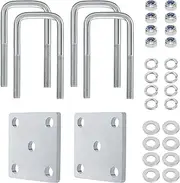 U Bolt Kit for Boat Trailer Axle Leaf Springs, U Bolts 2 inch Wide, for 2x2 Axle - 4 3/4" Long