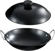 HEALEEP 9 Double Handle Iron Wok Versatile Kitchen Hot Pot Nonstick Food Wok for Induction Cooker Alcohol Burner Compact Portable Cooking Pot for Households