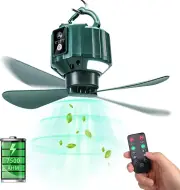 Tent Ceiling Fans for Camping, Portable Tent Fans with Light and Remote Control,
