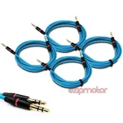 4X 3.5MM AUX AUXILIARY STRAIGHT AUDIO CABLE AQUA FOR NOKIA LUMIA 920 Q10 Z10 Z30