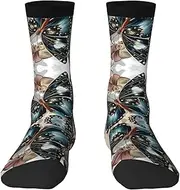 [JEJEA] Beautiful Butterfly1 print Socks For Men and Women Men's Moisture Control Crew Socks Gifts For Golf, Hunting, Camping