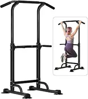 MINYII Power Tower Pull Up Bar Dip Station and Height Adjustable Dip Bar Stand, Multi-Function Home Gym Exercise Equipment Strength Training Fitness Workout Station.