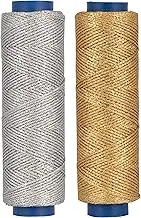 Waxed Gold & Silver Thread for Crafting, 1mm Waxed Cord for Jewellery Making, Gold & Silver String for Baubles, Ornaments, Gift Tags, 200 metres