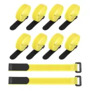 10Pcs Reusable Cable Ties 12x0.98" Adjustable Reusable Hook & Straps Yellow