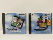 BOTH SEALED Microsoft Works & Bookshelf 1996-97 + Publisher CD Deluxe for Win 95