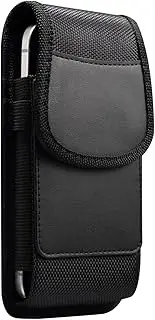 Compatible with iPhone 16 15 14 13 12 Pro Max,16 15 14 13 Plus Magnetic Nylon Cell Phone Pouch Holster Belt Holder,Compatible With Galaxy S25 S24 S23 S22 Ultra Carrying Case with Clip + Card Holder