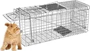 WOUODA Extra Large Animal Trap Cage,Humane Live Catcher,Reusable Mice Trap Live Cage,Possum Fox Rabbit Rat Cat for Indoor and Outdoor Use(66x23x26cm)