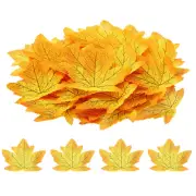 Fake Fall Leaves, 200 Pack Artificial Maple Leaves Light Orange
