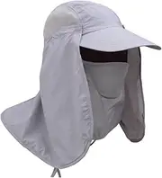[WOONEKY] Sun Hat Face Cover Straw Bucket Hat Men Women Uv Protection Cap Outdoor Light Grey