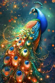 5D Diamond Painting Lighted Tail Peacock Kit