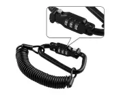 Motorcycle Helmet Lock And Cable. A Stylish Black Sturdy Combination Pin Locking Carabiner Mechanism Secures Your Motorcycle, Bike Bump Cap (and Jacke