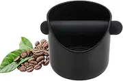 Coffee Knock Box Shock-Absorbent Durable Barista Style Espresso Knock Bin Coffee Dump Bin Grind Waste Bin with Rubber Knock Bar and Non-Slip Base(Round)
