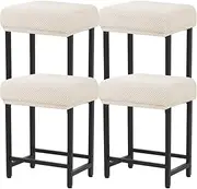 Levoberg Bar Stool Cover Rectangle Stretch Counter Height Barstool Slipcovers Rectangular Vanity Stool Cover Kitchen Counter Saddle Seat Cover for Wooden Metal Bench Set of 4 Beige