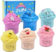 WUHUANIU Slime Kit with 6 Pack Scented Slime,Watermelon /Unicorn /Blue/Peach