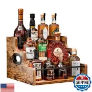 KLM Liquor Bottle Display Shelf, Coffee Syrup Rack Organizer, 3 Step Countert