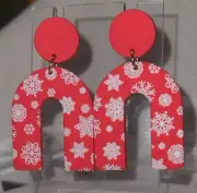 CHRISTMAS EARRINGS SNOWFLAKES IN RED #108HAPPY HOLIDAYS EVERYONE!