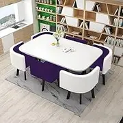 Conference Office Table and 6 Chairs, Meeting Room Tables, Seminar Table and 6 Chairs, Coffee Table for Home Office Meeting Conference Room(Purple)