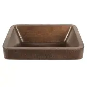 Premier Copper VREC17SKDB 17 Inch Rectangle Skirted Vessel Hammered Copper Sink