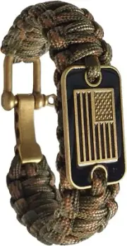 Paracord Bracelet - Tactical Survival Bracelet for Men with Bronze USA Flag