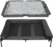 BingoPaw Cooling Raised Dog Bed: Outdoor Waterproof Elevated Puppy Sun Lounger with Breathable Mat and Soft Plush Mats for Indoor and Outside Garden Grey XXL(130x90cm)
