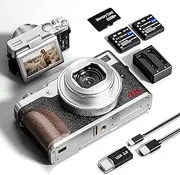 [NBD] 4K Digital Camera, 56MP 16X Autofocus Zoom & Anti-Shake, 3" Flip Screen for Vlogging, Selfies & Photography, LED Flash(Silver)